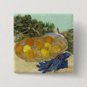 Badge Carré 5 Cm Nature morte de Van Gogh Oranges Citrons Gants ble