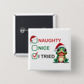 Badge Carré 5 Cm Naughty ou Nice (Devant & derrière)