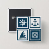 Badge Carré 5 Cm Nautical themed design (Devant & derrière)