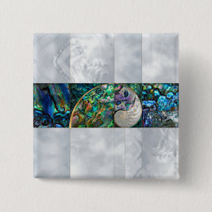 Badge Carré 5 Cm Nautilus Shell - Abalone et Pearl