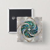 Badge Carré 5 Cm Nautilus Shell - Abalone et Pearl (Devant & derrière)