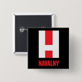 BADGE CARRÉ 5 CM NAVALNY ! (Devant & derrière)