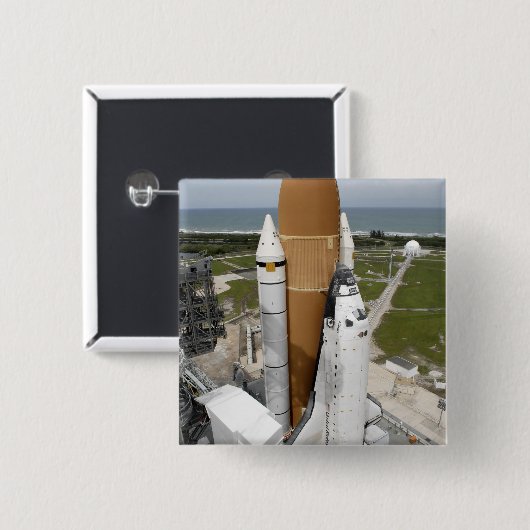 Badge Carré 5 Cm navette spatiale Atlantis (Devant & derrière)