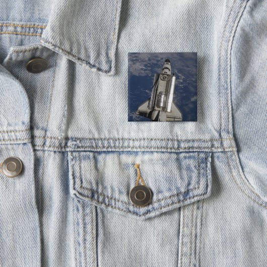Badge Carré 5 Cm Navette spatiale Endeavour (En situation)