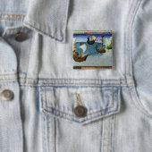 Badge Carré 5 Cm Navigateurs à l'aide d'un astrolabe (En situation)