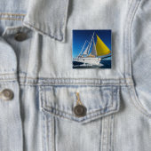 Badge Carré 5 Cm Navigation d'océan dans un yacht (En situation)