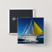 Badge Carré 5 Cm Navigation d'océan dans un yacht (Devant & derrière)