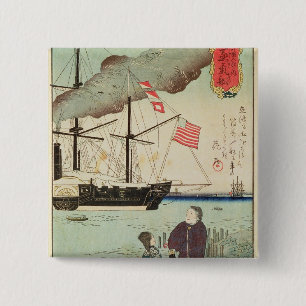 Badge Carré 5 Cm Navire des forces navales américain dans un port