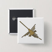 Badge Carré 5 Cm Nazca Lines Hummingbird Faux Broderie Imprimer (Devant & derrière)