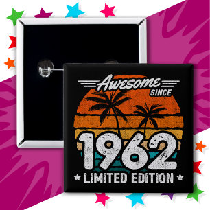 Badge Carré 5 Cm Né 1962 Limited Edition Retro Awesome depuis 1962