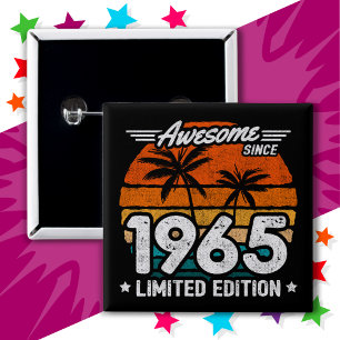 Badge Carré 5 Cm Né 1965 Limited Edition Retro Awesome depuis 1965