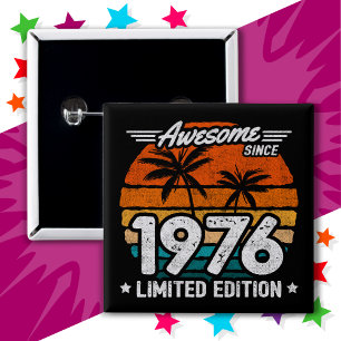 Badge Carré 5 Cm Né 1976 Limited Edition Retro Awesome depuis 1976