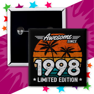 Badge Carré 5 Cm Né 1998 Limited Edition Retro Awesome depuis 1998