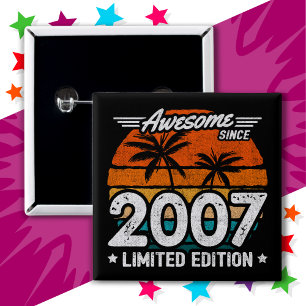 Badge Carré 5 Cm Né 2007 Limited Edition Retro Awesome depuis 2007