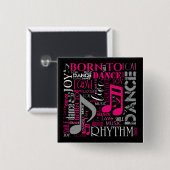 Badge Carré 5 Cm Né à Dance Pink ID277 (Devant & derrière)