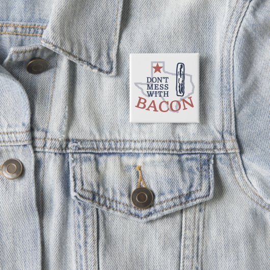 Badge Carré 5 Cm Ne manquez pas Bacon (En situation)
