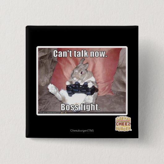 Badge Carré 5 Cm Ne peut pas parler maintenant, le combat de patron (Devant)