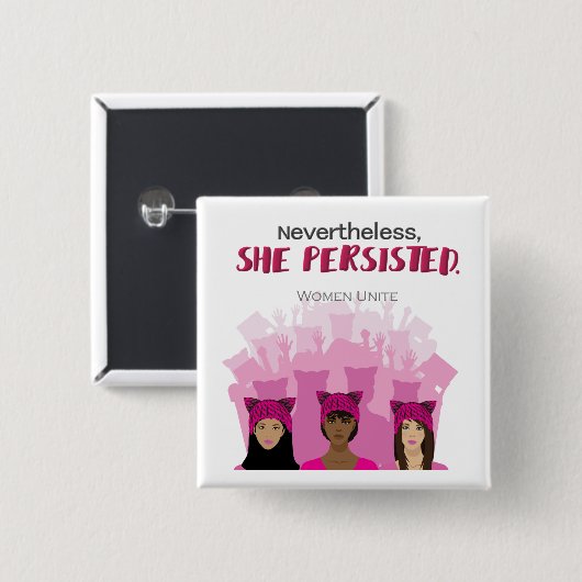 Badge Carré 5 Cm Néanmoins, elle a persisté (Devant & derrière)