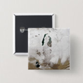 Badge Carré 5 Cm Neige autour de la mer d'Aral (Devant & derrière)