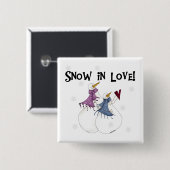 Badge Carré 5 Cm Neige en amour T-shirts et cadeaux Snowman (Devant & derrière)