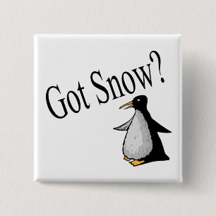 Badge Carré 5 Cm Neige obtenue ? (Pingouin)