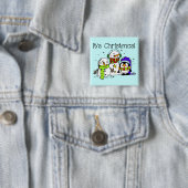Badge Carré 5 Cm Neiges et pingouins C'est Noël (En situation)