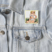 Badge Carré 5 Cm Nénuphar (En situation)