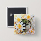 Badge Carré 5 Cm nénuphars (Devant & derrière)