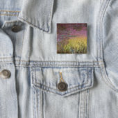 Badge Carré 5 Cm Nénuphars de Claude Monet | au coucher du soleil (En situation)