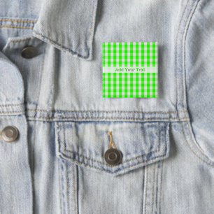 Badge Carré 5 Cm Neon Green En vichy Motif par Shirley Taylor