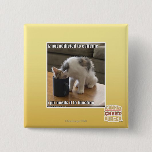 Badge Carré 5 Cm N'est pas dépendant à la caféine (Devant)