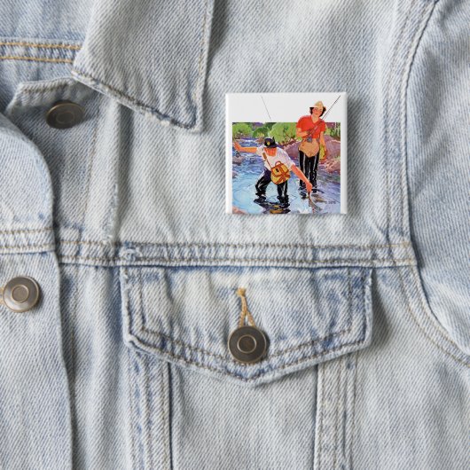 Badge Carré 5 Cm Netting A Fish par R.J. Cavaliere (En situation)