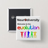 Badge Carré 5 Cm Neurodiversité Bienvenue dans l'Évolution (Devant & derrière)