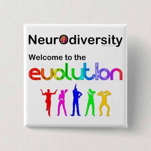 Badge Carré 5 Cm Neurodiversité Bienvenue dans l'Évolution (Devant)