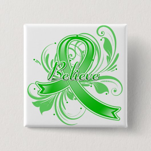 Badge Carré 5 Cm Neurofibromatose Croire Flourish Ribbon (Devant)