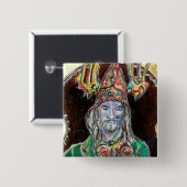 Badge Carré 5 Cm NEUROMANCER, bleu rouge (Devant & derrière)