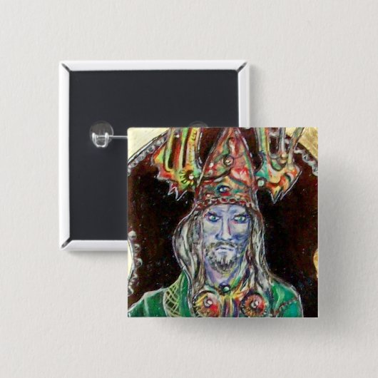 Badge Carré 5 Cm NEUROMANCER, bleu rouge (Devant & derrière)