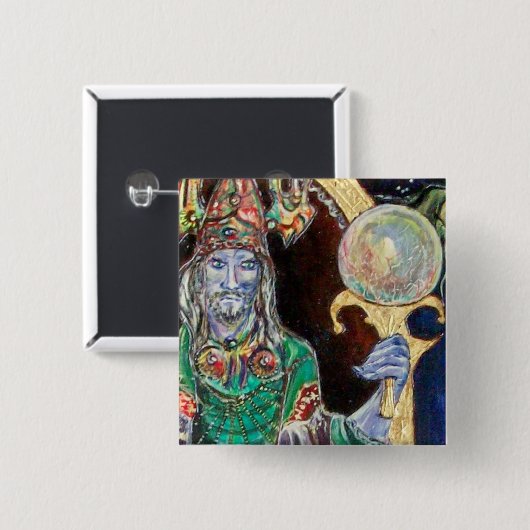 Badge Carré 5 Cm NEUROMANCER, bleu rouge (Devant & derrière)