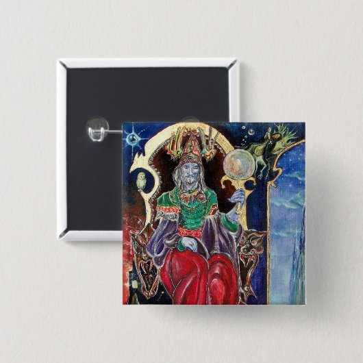 Badge Carré 5 Cm NEUROMANCER, bleu rouge (Devant & derrière)