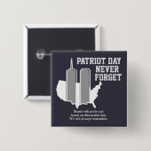 Badge Carré 5 Cm Never Forget 911 20th Anniversary Patriot Day 2021 (Devant & derrière)