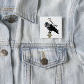 Badge Carré 5 Cm Nevermore Raven (En situation)
