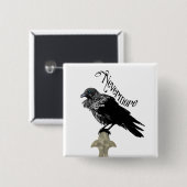 Badge Carré 5 Cm Nevermore Raven (Devant & derrière)