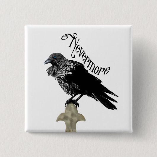 Badge Carré 5 Cm Nevermore Raven (Devant)