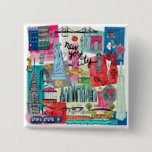 Badge Carré 5 Cm New York (Devant)