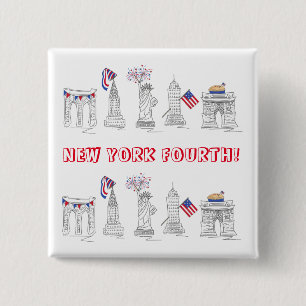 Badge Carré 5 Cm New York City Quatrième NYC 4 juillet Patriotique