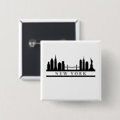 Badge Carré 5 Cm New York Skyline (Devant & derrière)