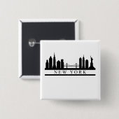 Badge Carré 5 Cm New York Skyline (Devant & derrière)