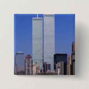 Badge Carré 5 Cm New York, USA. Tours jumelles du célèbre monde
