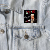 Badge Carré 5 Cm Newt Gingrich 2012 (En situation)
