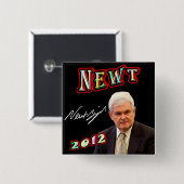Badge Carré 5 Cm Newt Gingrich 2012 (Devant & derrière)